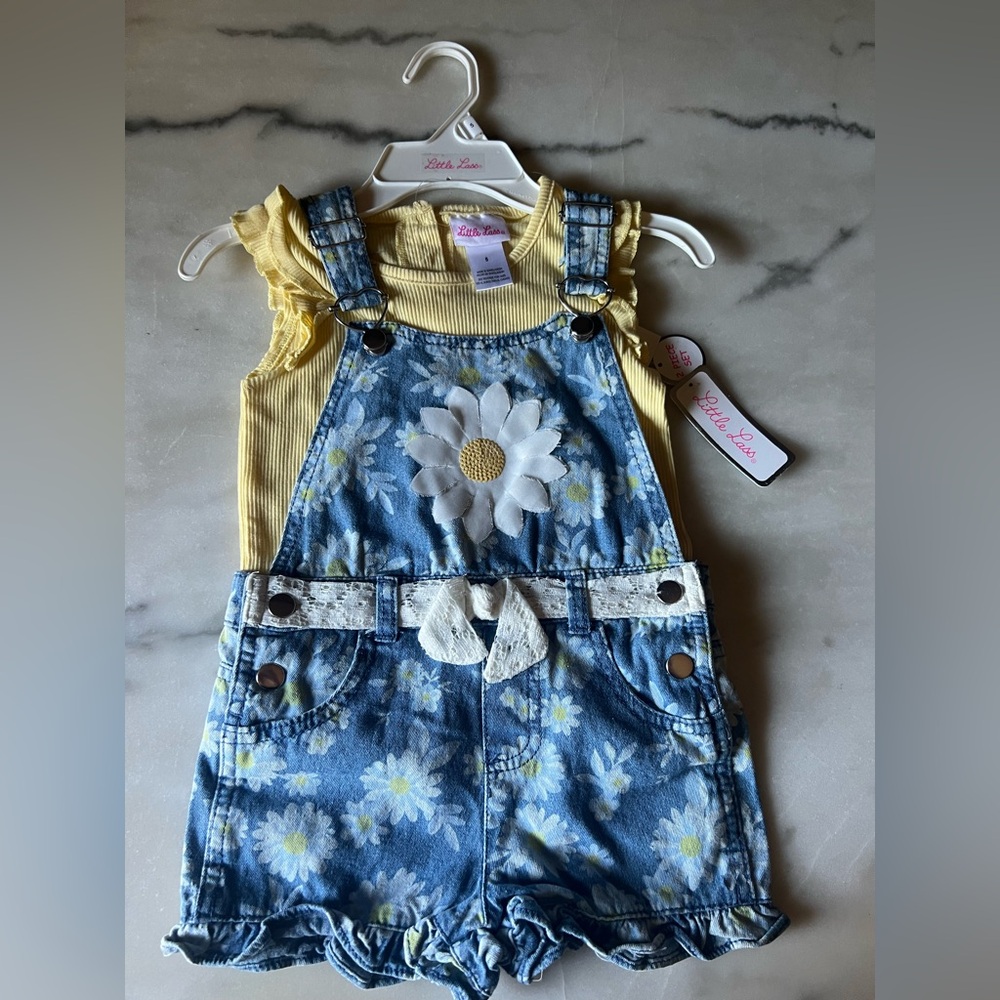 🌼 Blue Daisy Denim Overalls set